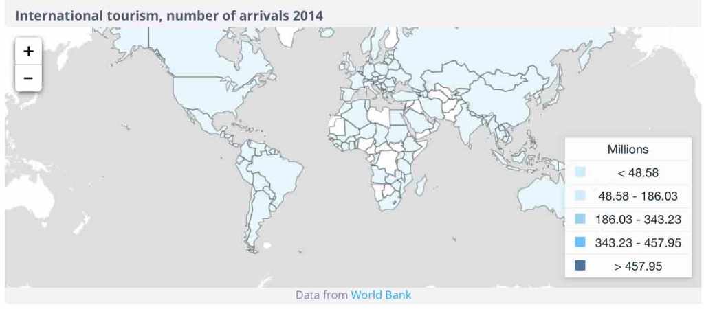 Los turistas que recibe cada país