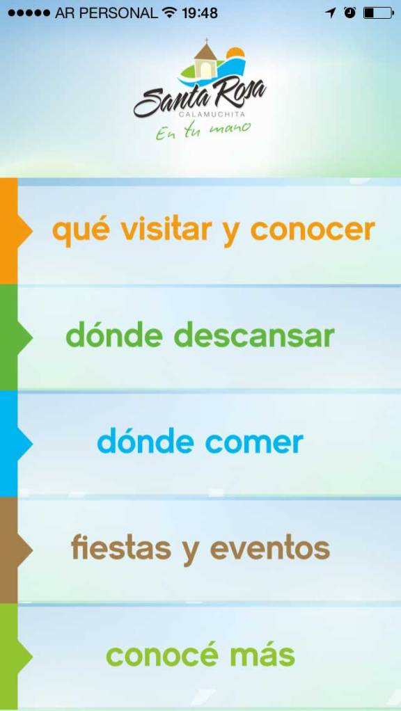 Menú de la aplicación