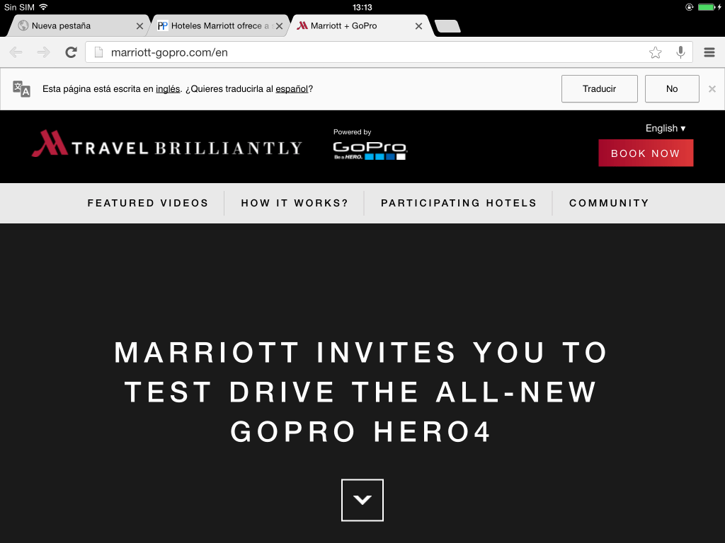 Go Pro para los visitantes del Marriott